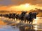 Wildebeests are crossing Mara Great Masai Mara National Park