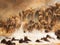 Wildebeests migration at Masai Mara, acrylic painting