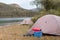 Wilderness camping on shore of Yukon River, Canada