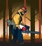 Wildfire Firefighter vector illustration