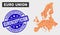 Wildfire Mosaic Euro Union Map and Scratched Euroscepticism Stamp