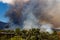 A wildfire raging across brush land near Worcester, Western Cape, South Africa