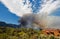 A wildfire raging across brush land near Worcester, Western Cape, South Africa