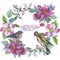 Wildflower apple flower wreath in a watercolor style isolated.
