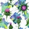 Wildflower budyak flower pattern in a watercolor style.