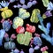 Wildflower cactus flower pattern in a watercolor style.