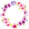 Wildflower eustoma flower wreath in a watercolor style.