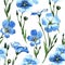 Wildflower flax pattern in a watercolor style.
