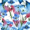 Wildflower flax pattern in a watercolor style.
