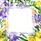 Wildflower fresia flower frame in a watercolor style.