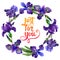 Wildflower iris flower wreath in a watercolor style isolated.