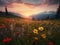 Wildflower Meadow and Mountains - Nature Canvas & Alpine Panorama