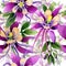 Wildflower orchid flower pattern in a watercolor style isolated.