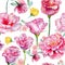 Wildflower roses flower pattern in a watercolor style.