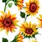 Wildflower sunflower flower pattern in a watercolor style.