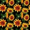 Wildflower sunflower flower pattern in a watercolor style.