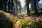 Wildflowers Beneath Towering Trees