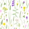 Wildflowers in the naive style, seamless pattern, eps10.