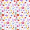 Wildflowers seamless pattern, beige background. Bright and colorful meadow herbs and flowers. Floral summer vector illustration.