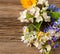 Wildflowers. Studio photography. Camomile, jasmine, cornflower,