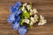 Wildflowers. Studio photography. Camomile, jasmine, cornflower,