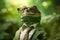 wildlife animal glasses close-up scale iguana green portrait lizard reptile. Generative AI.