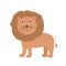 Wildlife animals. Cute lion with simple greens vector illustration. Jungle life clipart vector design.