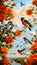 Wildlife birds birds flowers flower branch illustrations