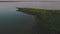 Wildlife, nature reserve in Russia: bird island on a river from a height