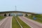 Wildlife overpass on A4 autostrada highway in Eastern Poland