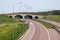 Wildlife overpass on A4 autostrada highway in Eastern Poland