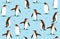 Wildlife of Penguin in the north seamless background pattern - vector