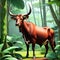 wildlife photography of a bull in forest