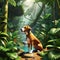 wildlife photography of a dog in forest ai generated