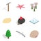 Wildlife preservation icons set, isometric style