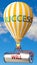 Will and success - shown as word Will on a fuel tank and a balloon, to symbolize that Will contribute to success in business and