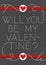 Will you be my Valentine red hearts in love Valentine`s day card