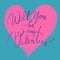 Will you be my Valentine. Valentines day card with hand written brush lettering on red heart background. Hand drawn