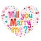 Will you Marry me heart shaped typography lettering decorative text design