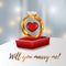 Will you marry me propose woman double 3D ring engagement with hearth shape