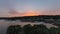 Willamette Falls natural waterfall on the Willamette River in OR at Sunset