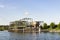 Willebroek, Belgium - May 27, 2019:  The iron swing bridge over the Brussels-Scheldt canal