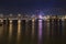 Willemsbrug Bridge and river Meuse at night