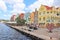 Willemstad, Curacao - 12/17/17: Colorful downtown Willamstad, Curacao, in the Netherland Antilles