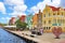 Willemstad, Curacao - 12/17/17: Colorful downtown Willemstad, Curacao, in the Netherland Antilles
