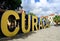 Willemstad/Curacao - March 16, 2019: Sign of Curacao in Willemstad, Punda