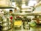 Willemstad, Curacao, Netherlands - December 5, 2019: Kitchen crew work in the galley of a cruise ship in the Caribbean Sea