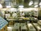 Willemstad, Curacao, Netherlands - December 5, 2019: Kitchen crew work in the galley of a cruise ship in the Caribbean Sea