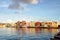 Willemstad/Curacao - Nov 15, 2016: The view of Willemstad harbour with colourful Dutch buildings in Curacao island. Bright