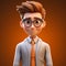 William: A Charming Minimalist 3d Character With Glasses And Tie